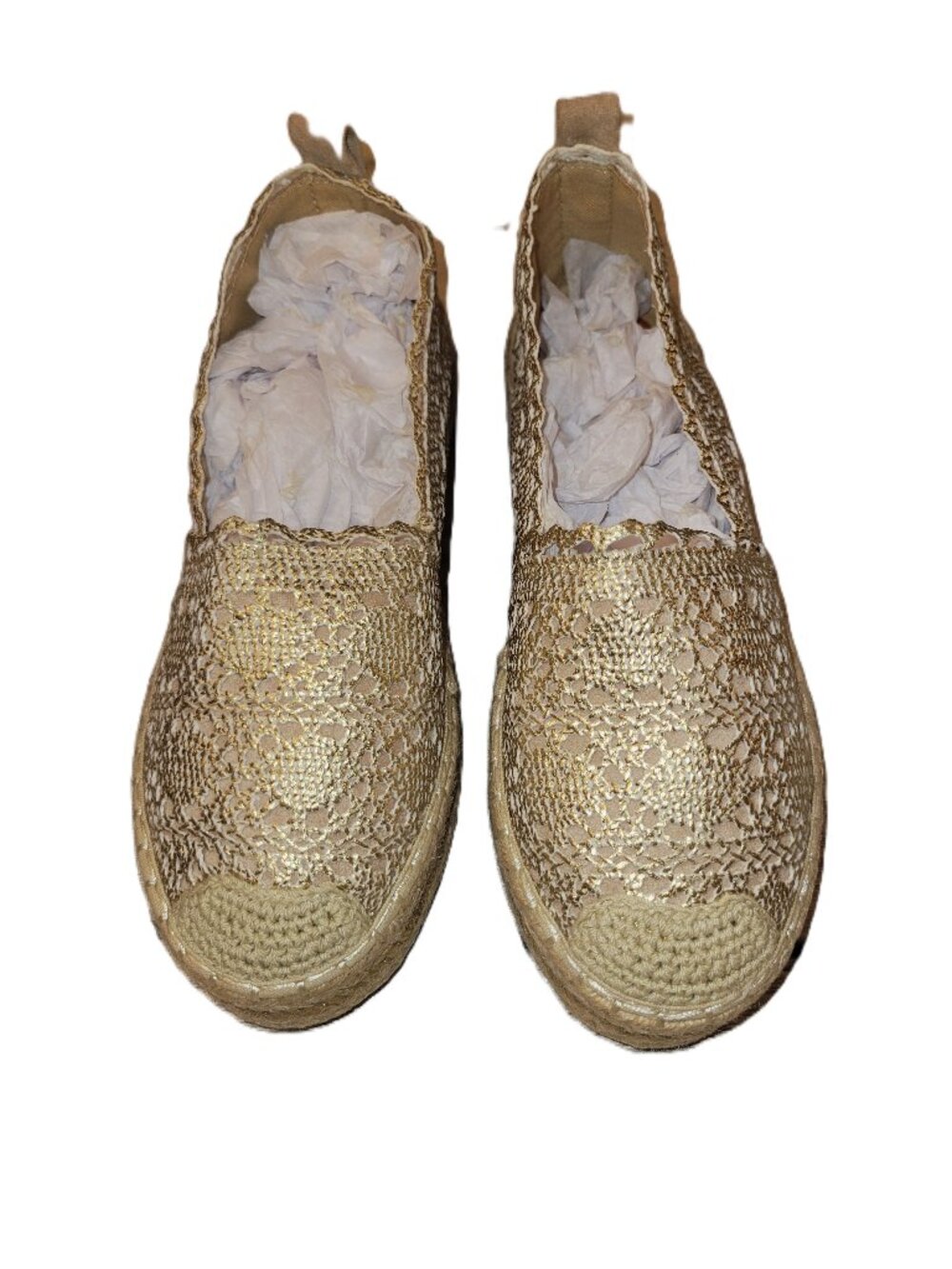 NWOT! Pink Vanilla Gold Lace Espadrilles - EU-38